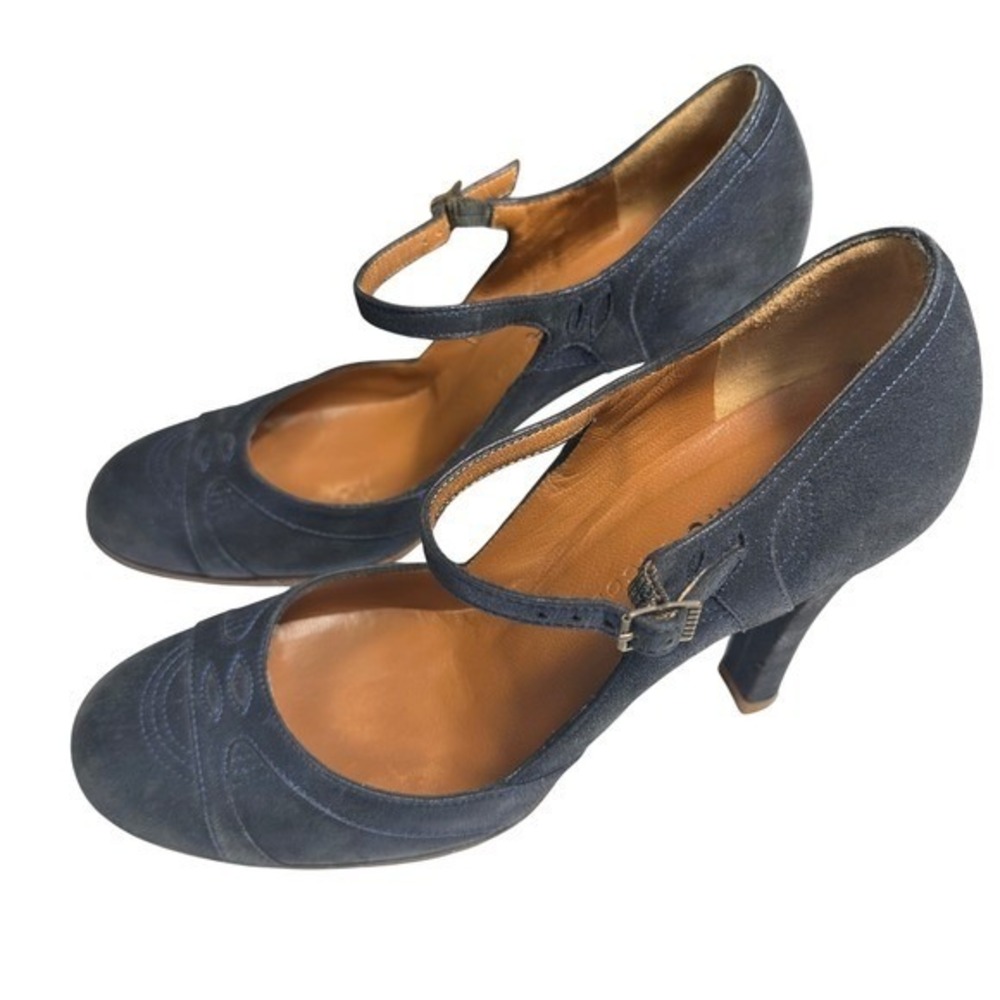 Marc Jacobs Womens Mary Jane Heels Black Suede Buckle Strap Block Heel Shoes 7.5